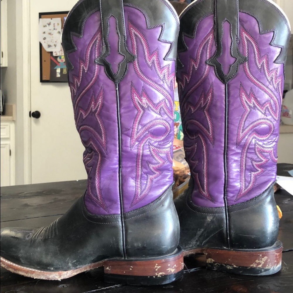 Lucchese black and purple cowboy boots
